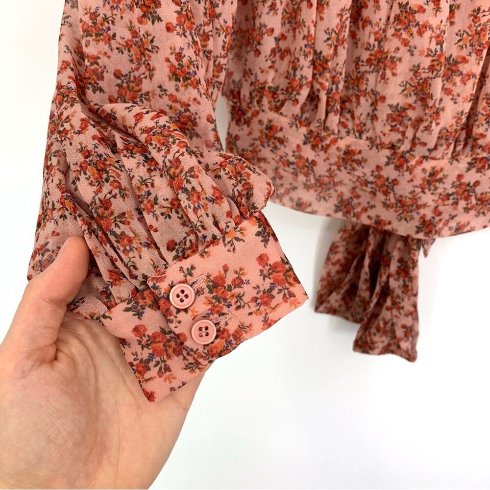 BARDOT Cyrus Long Sleeve Smocked Blouse Rose Bloom S? - Picture 7 of 12